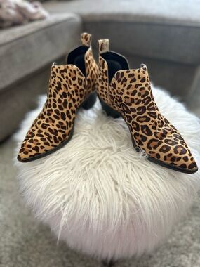 Dolce Vita Leopard Print Ankle Booties in Tan and Black